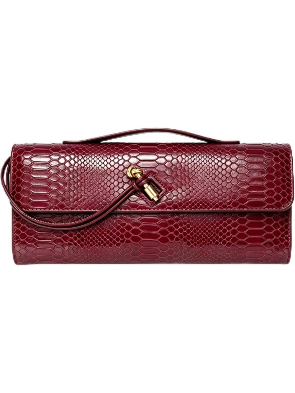 Women's Burgundy Snake Print Shining Clutch Purse Formal Crossbody Shoulder Bag